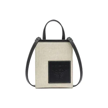 MCM Cotton Canvas Bag, Crossbody Bag, Handbag Women's Black White