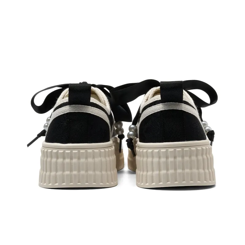 HLA Skateboard Shoes Women's Low Top Black/Pink/Beige-3