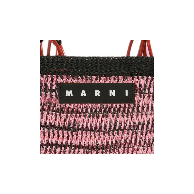 MARNI Natural Fiber Tote Bag, Shopping Bag, Handbag Women's Pink-4