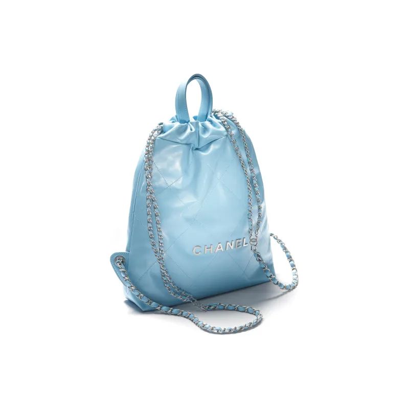 CHANEL Calfskin Backpack Trumpets Women's Light Blue-1
