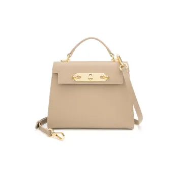 ELLE Cow Leather Crossbody Bag Small Size Women's Gray/Black