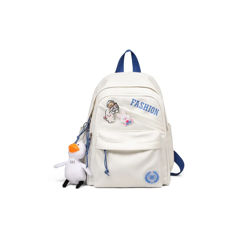 Kevin Cohen Nylon Fabric Backpack Regular Unisex White/Black-1