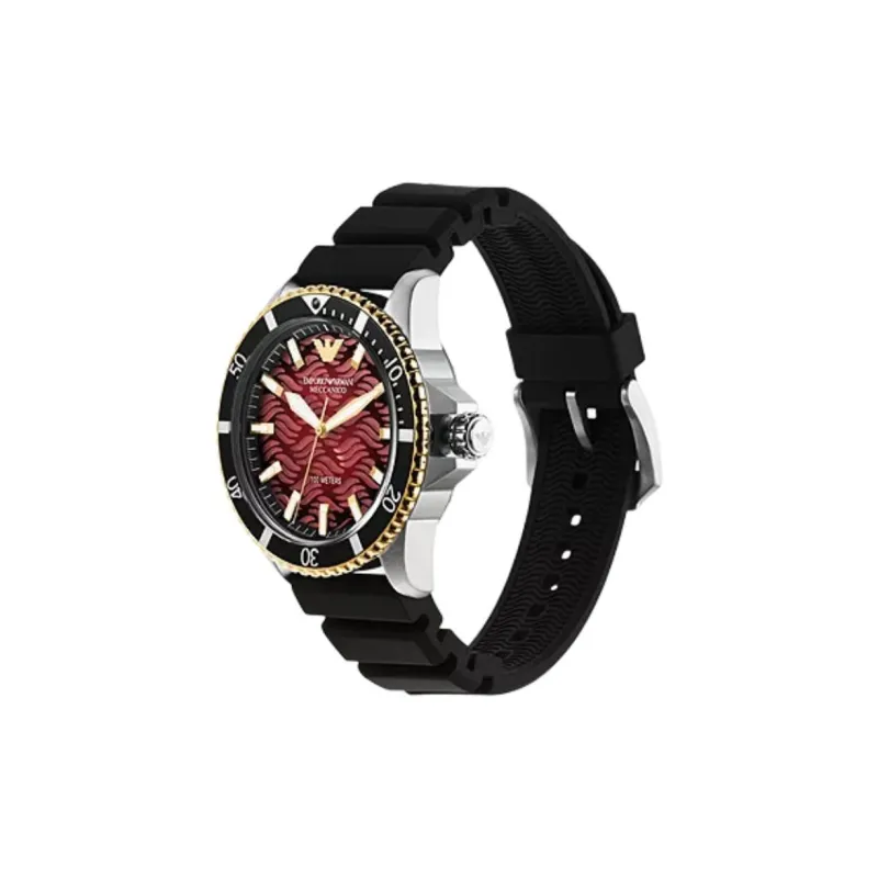 EMPORIO ARMANI Wrist Watch Automatic Mechanical Movement Silicone Strap 42mm Red Watch Dial Men's Watches-1
