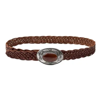ZARA 3D Effect Pattern Design Leather Belts Women's Brown Width 3.5CM