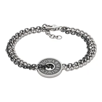 EMPORIO ARMANI Stainless Steel Bracelets Men's Silver Black