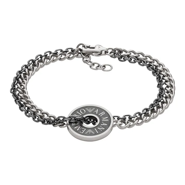 EMPORIO ARMANI Stainless Steel Bracelets Men's Silver Black-0