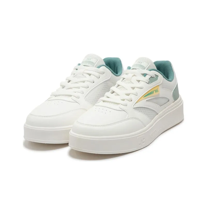 361° Anti-Slip Wear-Resistant Low-Top Skateboard Shoes Men's White Cyan-2