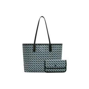 ELLE Microfiber Synthetic Leather Tote Bag Shopping Bag Handbag Shoulder Bag Large Size Women's White/Gray