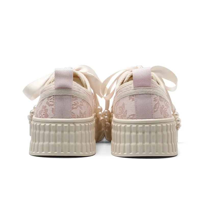 HLA Skateboard Shoes Women's Low Top Black/Pink/Beige-19
