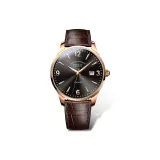 Rose Case Gunmetal Dial-Rose Hands Brown Leather