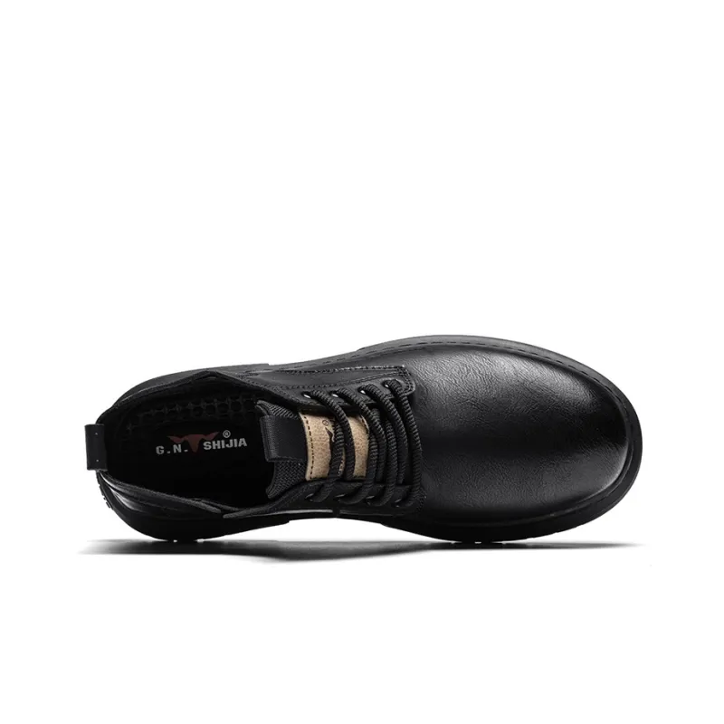 G.N.SHIJIA Men's Casual Shoes Men Low Top Black/Red Brown-3