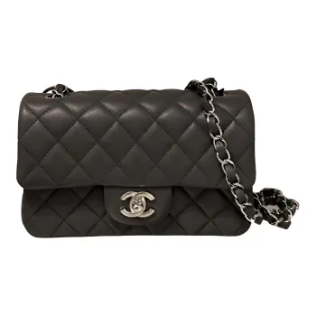 CHANEL Classic Flap CF Sheepskin Mouth Cover Bag Crossbody Bag Mini Women's Dark Gray