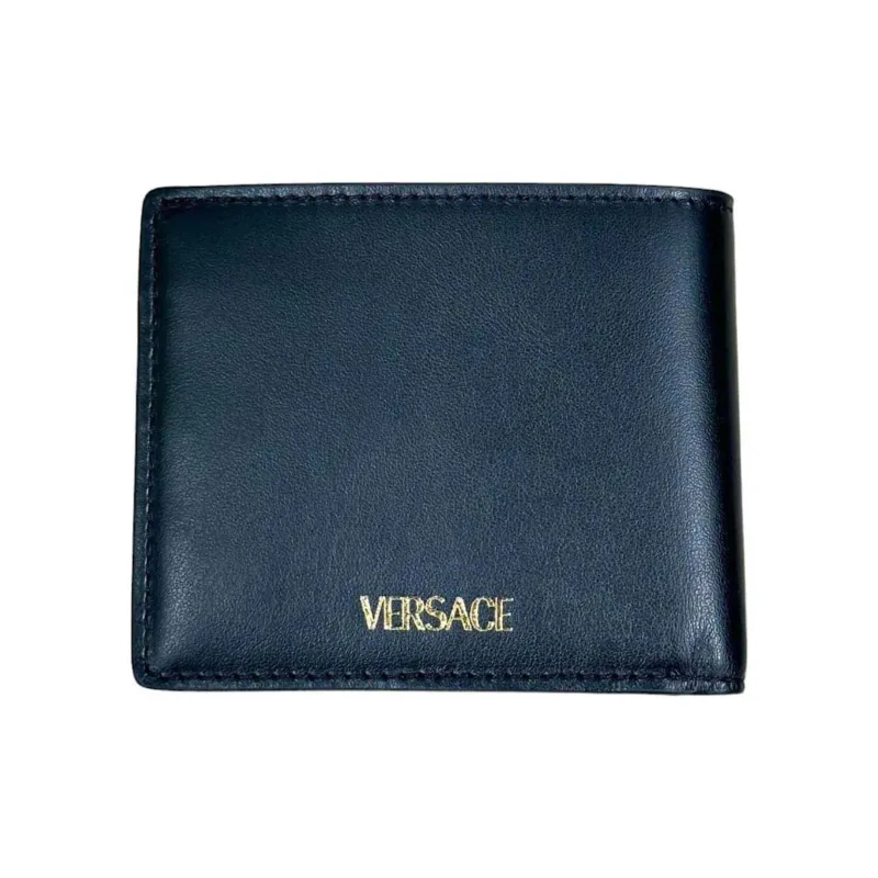 VERSACE Leather Wallet Men's Blue Black-1