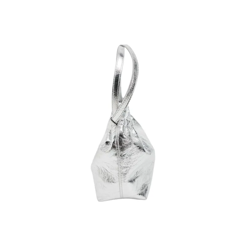 ZARA PU Handbag Shoulder Bag Women's Silver-3