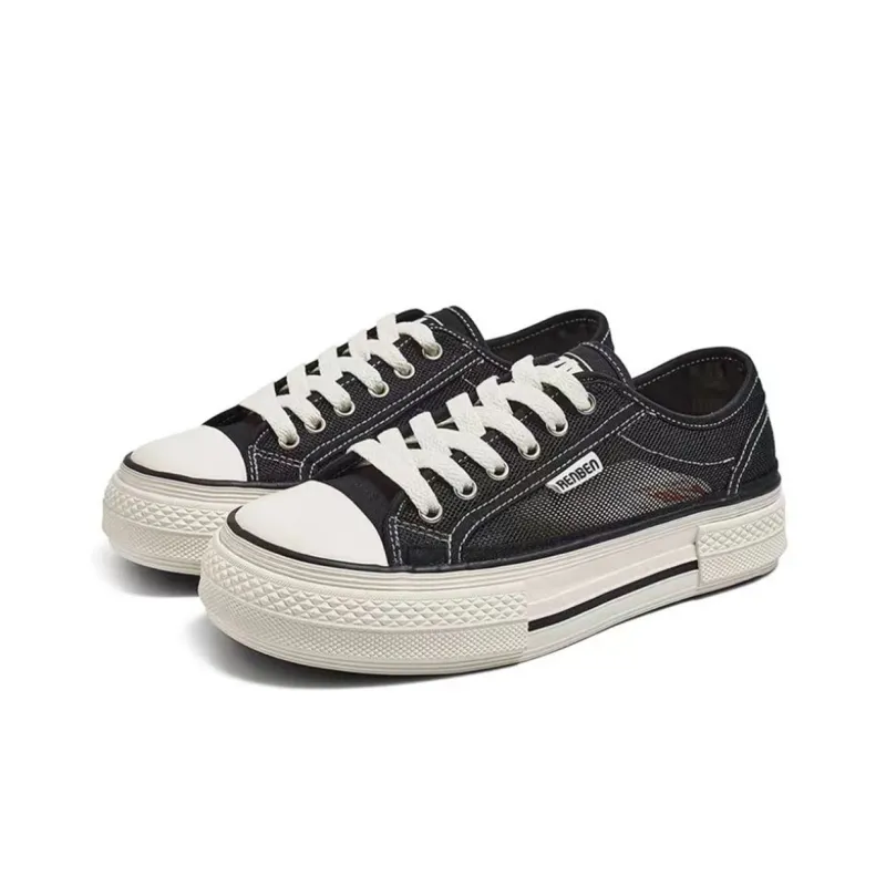 RENBEN Canvas Shoes Women's Low-Top Black Mesh EU 40 POIZON