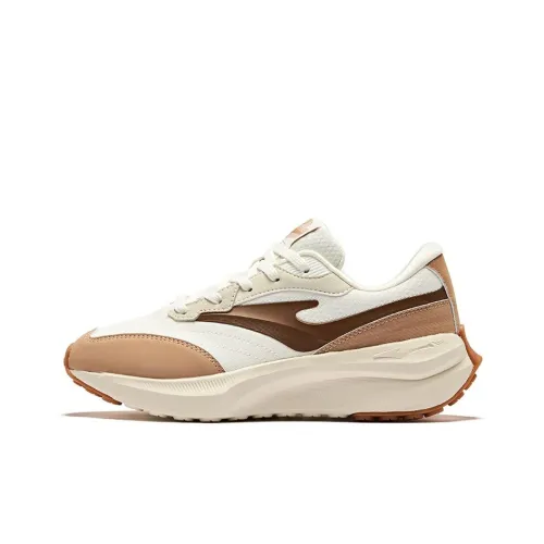 Erke Casual Shoes Women's Low-Top Microcrystalline White Deer Brown