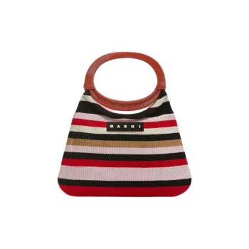 MARNI Cotton Jersey Handbag Women's Multicolor Stripes Red