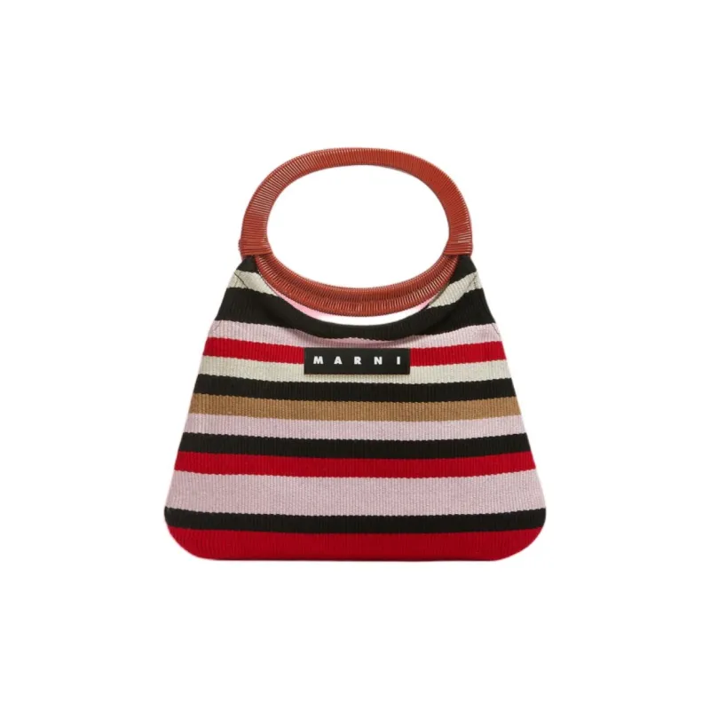 MARNI Cotton Jersey Handbag Women's Multicolor Stripes Red-0