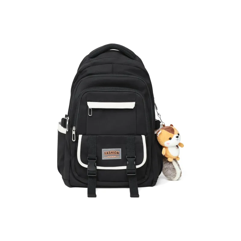Kevin Cohen Nylon Fabric Backpack Regular Unisex Black/Red/Pink-1