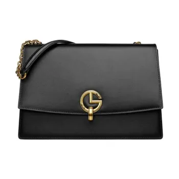 GOLDLION Cow Leather Bonded Synthetic Leather Crossbody Bag Shoulder Bag Women's Black/Burgundy/Ecru