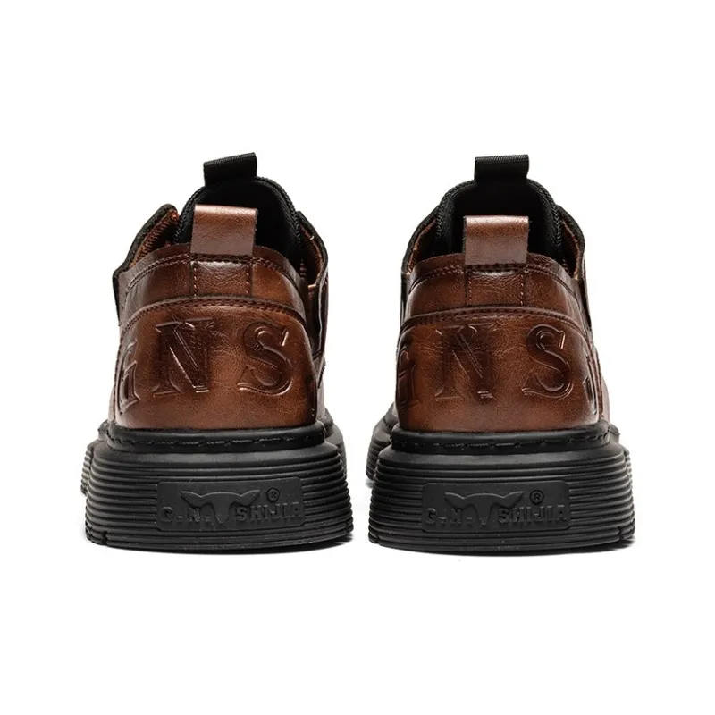 G.N.SHIJIA Men's Casual Shoes Men Low Top Black/Red Brown-10