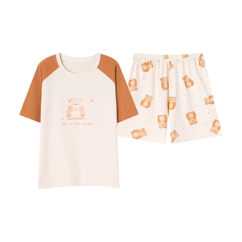 CAIHENGTONG Pajama Set Women's Apricot & Orange-2
