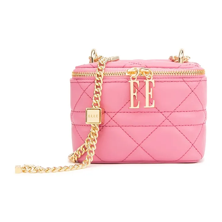 ELLE Cow Leather Crossbody Bag, Shoulder Bag Mini Women's Pink/White/Yellow/Blue-0
