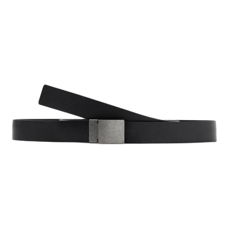 ZARA Solid Color Design Plate Buckle Cow Leather Leather Belts Men's Black-1