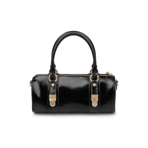 INJOYLIFE Cow Leather Baguette Bag One Shoulder Handbag Regular Women's Black