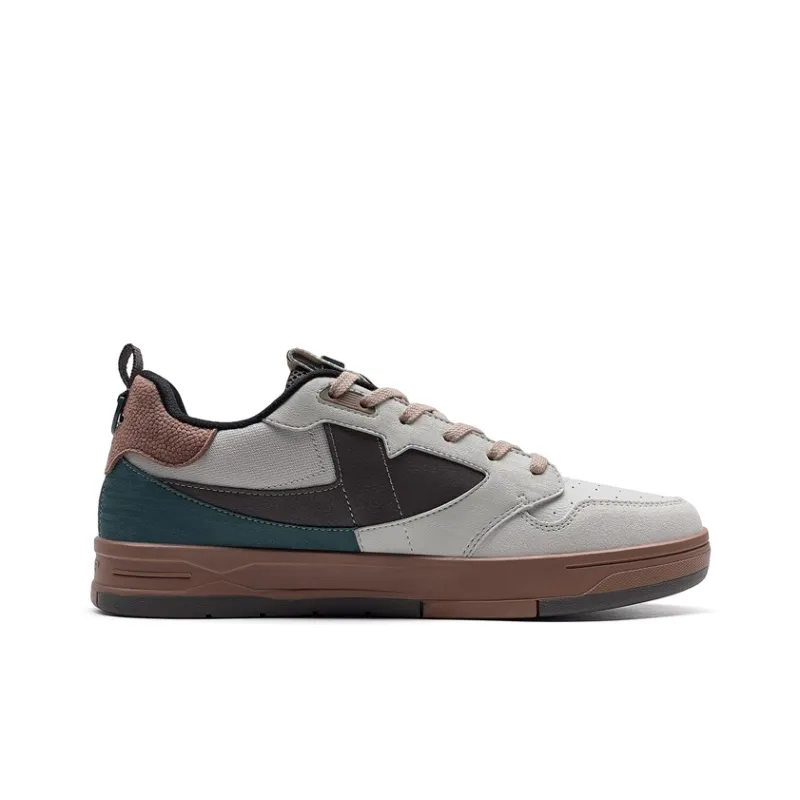 XTEP Breakdance STEP 1 Lightweight Low Top Skateboard Shoes Men's Light Heather Gray/Dark Mud Gray/Mushroom Brown-1