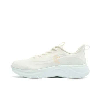 QIAODAN Light LITE Cushioning Anti Slip And Wear Resistant Low Top Running Shoes Women's Ivory Light Green