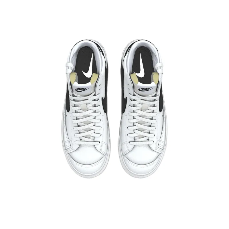 Nike Blazer Anti-Slip Wear-Resistant High-Top Skateboard Shoes Unisex White Black-2