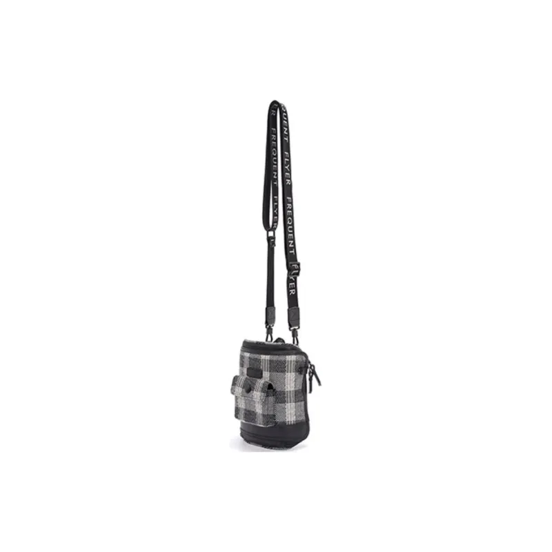 FREQUENTFLYER Wool Shoulder Bag Mini Unisex Black White Plaid-2