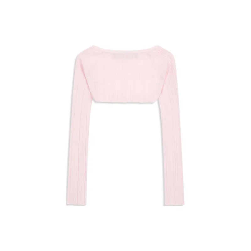 Open Yy PLEATED BOLERO CARDIGAN Knitwear Women's PIN/Pink-1