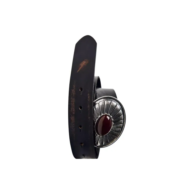 ZARA 3D Effect Pattern Styling Leather Belts Women's Umber --2
