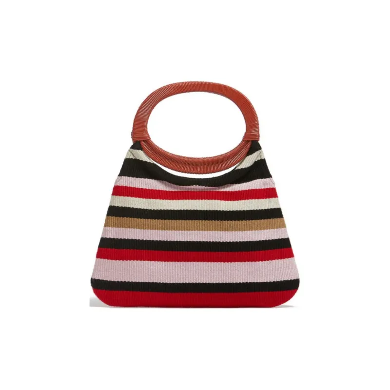 MARNI Cotton Jersey Handbag Women's Multicolor Stripes Red-2