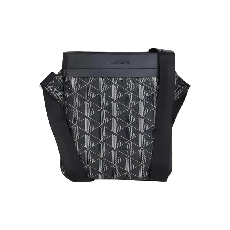LACOSTE PVC Shoulder Bag Men's Black & Gray-3