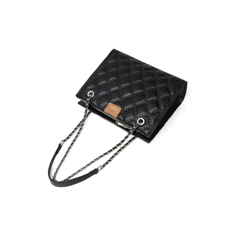 MILLIE'S Cow Leather With Synthetic Leather Tote Bag, Shoulder Bag Regular Women's Black-6