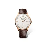 White Dial-Rose Hands Brown Leather