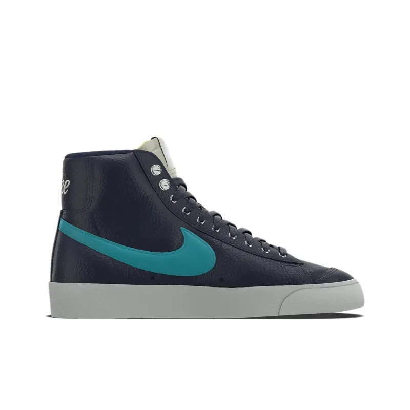 Nike Blazer Slip-Resistant Cushioning Wear-Resistant High-Top Skateboard Shoes Unisex Black Blue-1