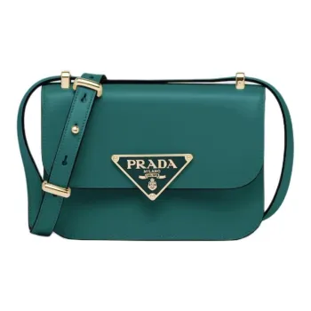 PRADA Leather Crossbody Bag Shoulder Bag Women's Emerald Green