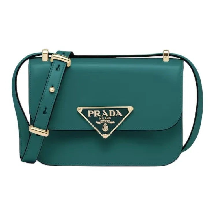 PRADA Leather Crossbody Bag Shoulder Bag Women's Emerald Green-0