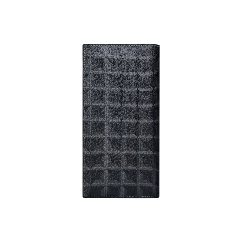 WilliamPOLO PVC Cow Leather Patchwork Wallet Regular Men's Black Plaid-2