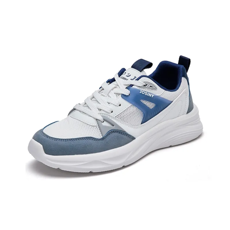 JOSINY Height Increasing Support Low Top Running Shoes Men's Beige Blue-1