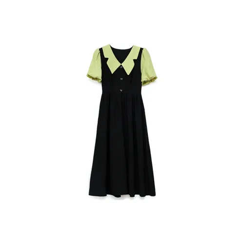 LOKUINTUS Short-Sleeved Dresses Women's Black/Green