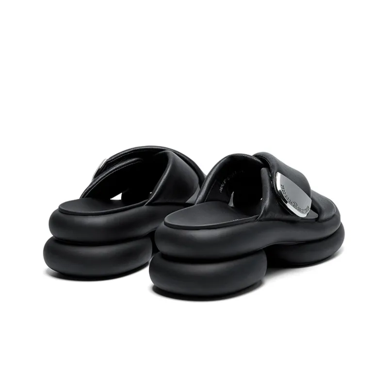CHERYKALLY Rubber Sole Stitching Metal Quick Dry Antibacterial Slide Slippers Women's-3