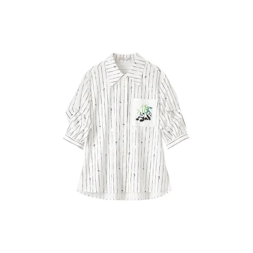 SENTUBILA Shirts Women's White Base With Black Stripes