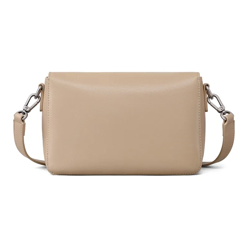 PT'SON Cow Leather With Synthetic Leather Shoulder Bag Women's Ecru/Cream Apricot-8