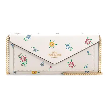 COACH Envelope Leather Envelope Bag Crossbody Bags Small Size Women's White Print