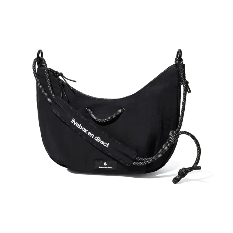 LIVEBOX EN DIRECT Nylon Crossbody Bag Shoulder Bag Dumpling Bag Small Size Unisex Black/Khaki-2